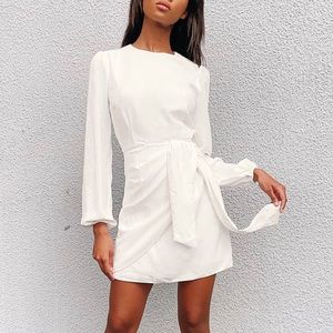 Believe It or Knot Long Sleeve Tie-Front Dress